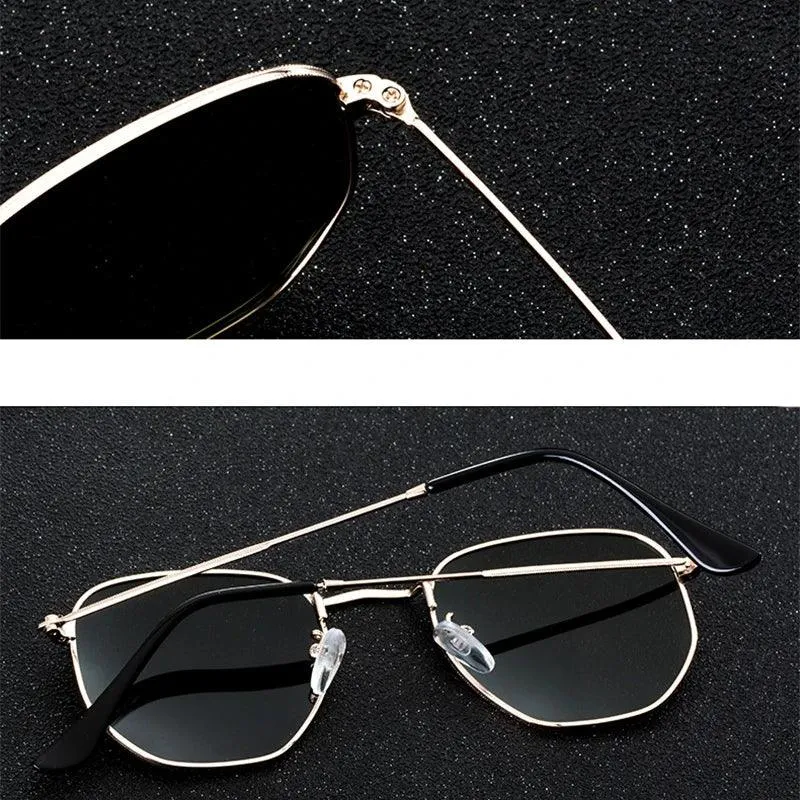 Chic Hexagonal Sunglasses with UV Protection and Timeless Style