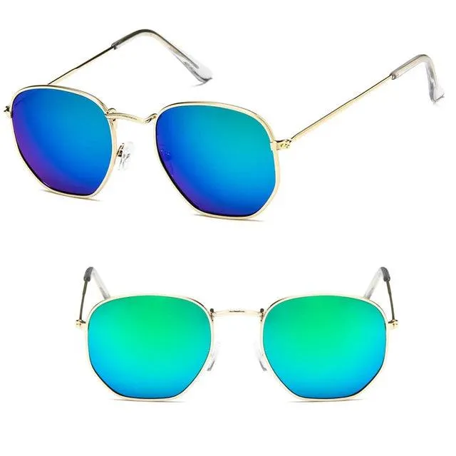 Chic Hexagonal Sunglasses with UV Protection and Timeless Style