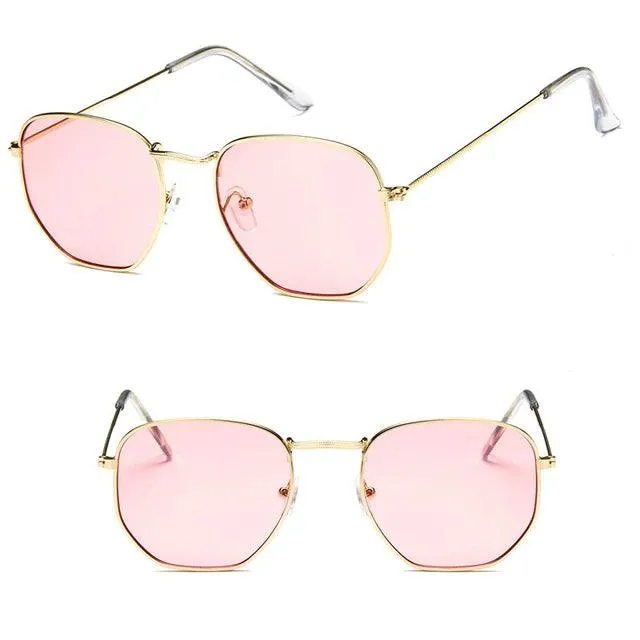 Chic Hexagonal Sunglasses with UV Protection and Timeless Style