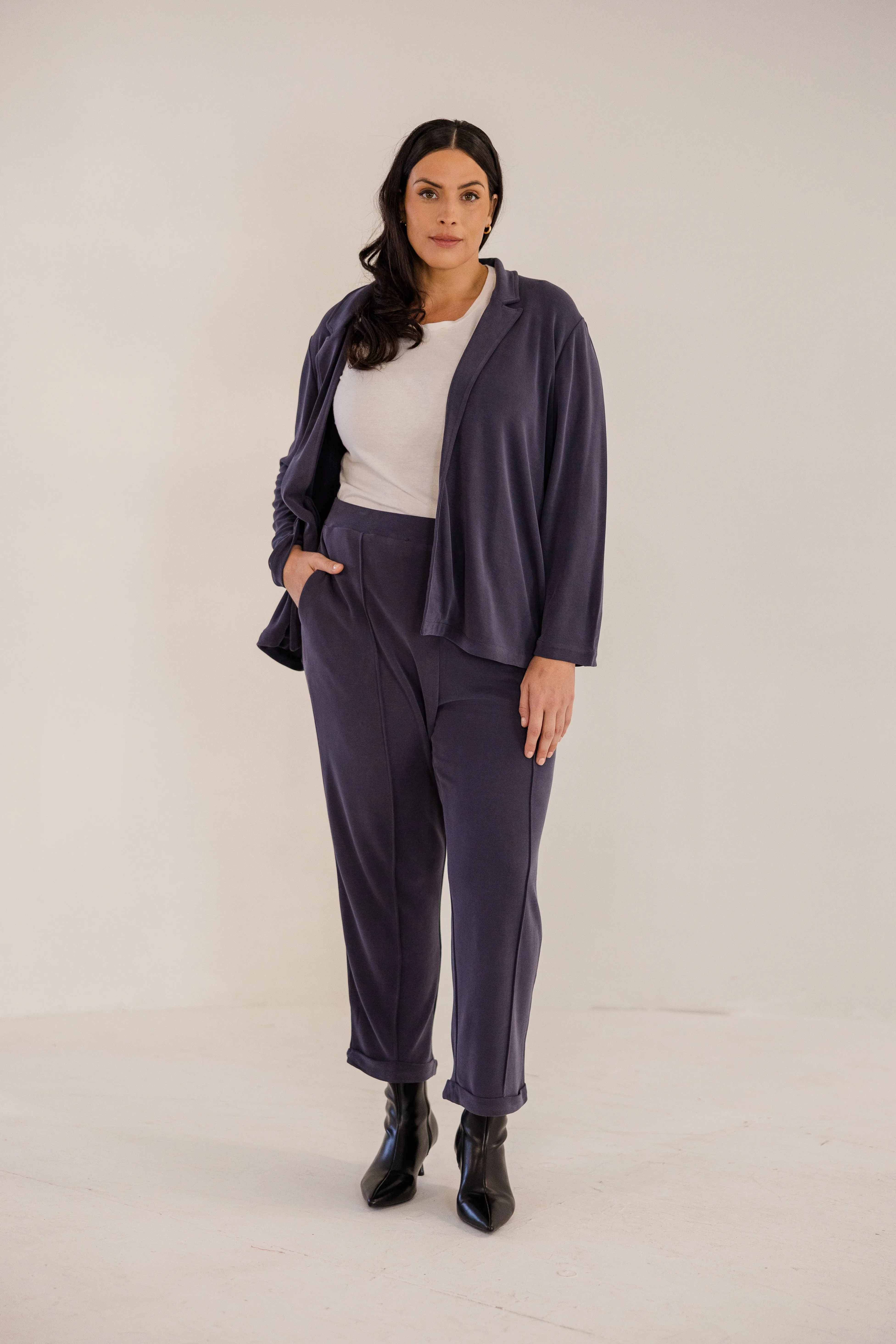 Chloe Pintuck Taper Pant, Ink Navy