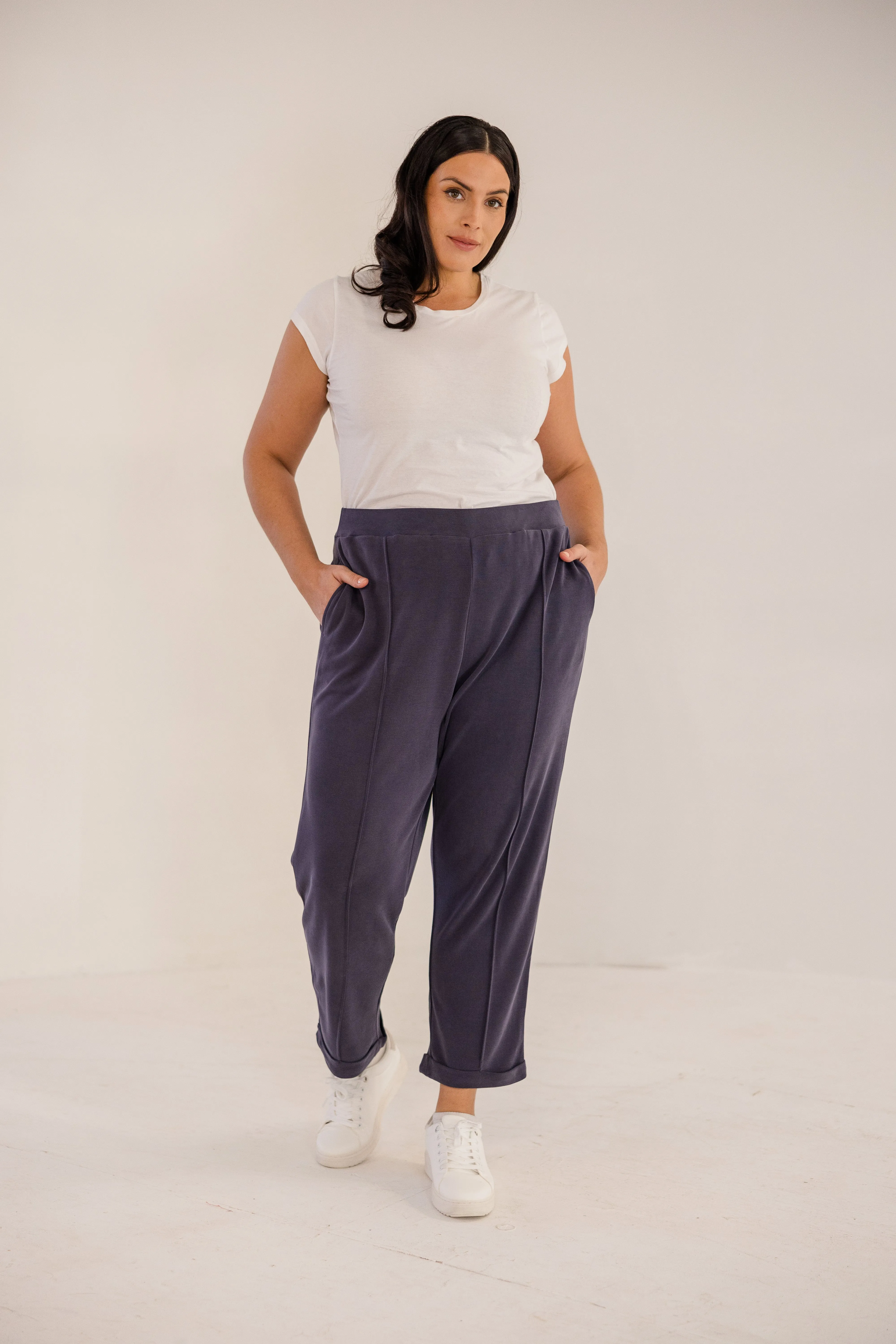 Chloe Pintuck Taper Pant, Ink Navy