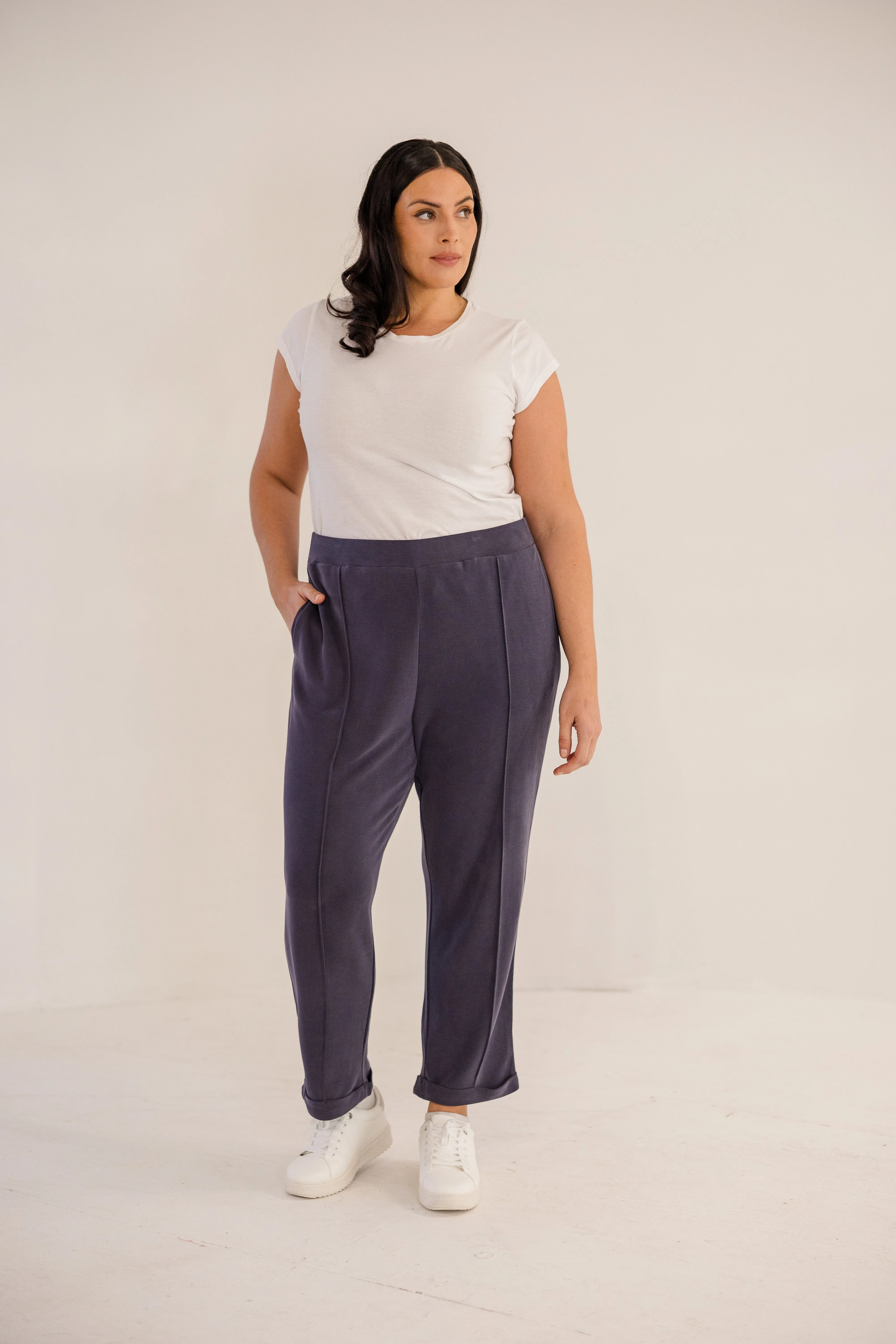 Chloe Pintuck Taper Pant, Ink Navy