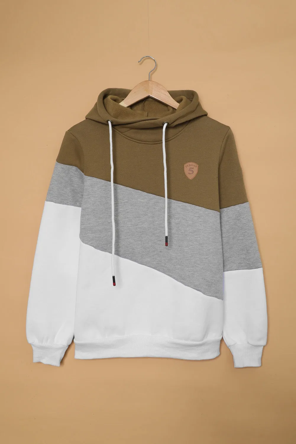 Colorblock Cowl Neck Pullover Hoodie