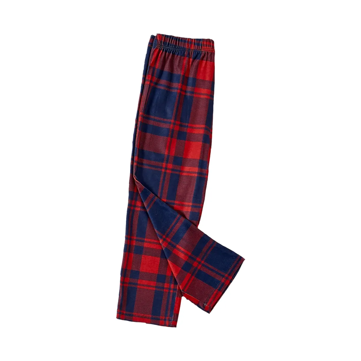 Cute Dog Prints Blue Long Sleeves Top with Red & Blue Plaid Pants Family Matching Pajamas