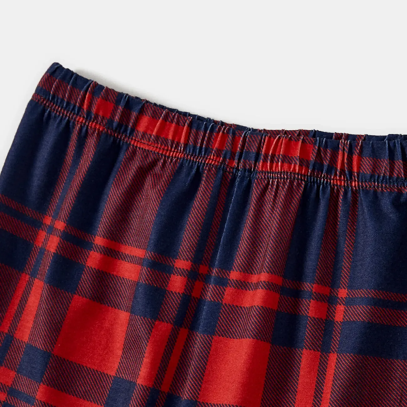 Cute Dog Prints Blue Long Sleeves Top with Red & Blue Plaid Pants Family Matching Pajamas