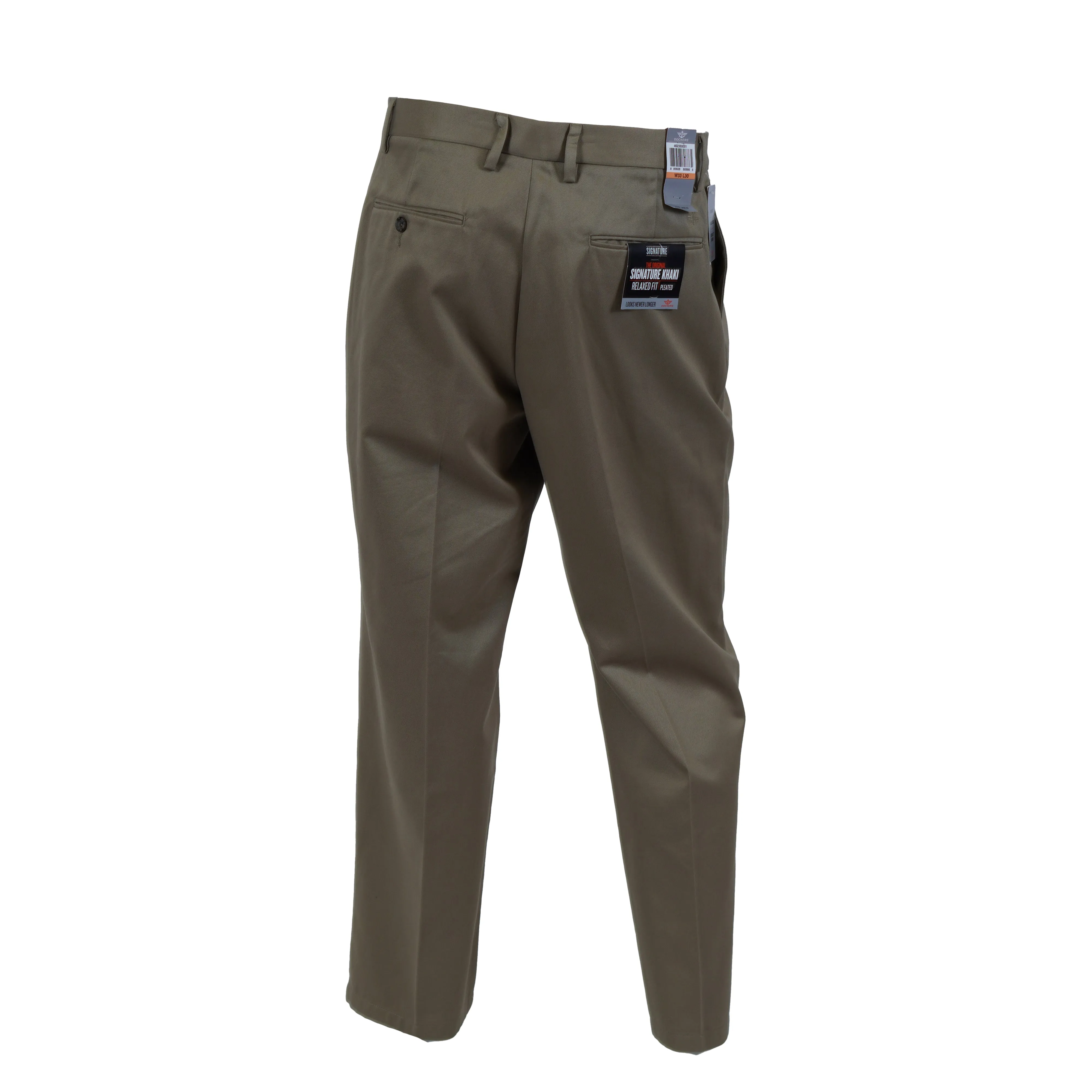 Dockers Men's Signature Khaki Relaxed Fit Pleated Chino Pants Dark Beige 33x30