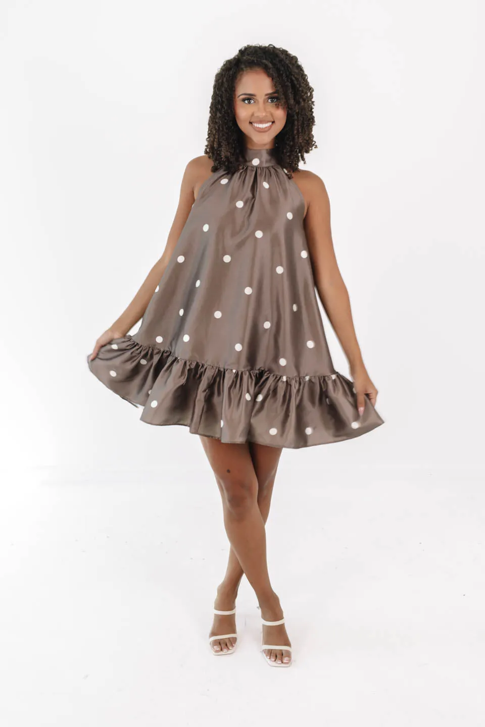 Dotted Delight Dress - Brown