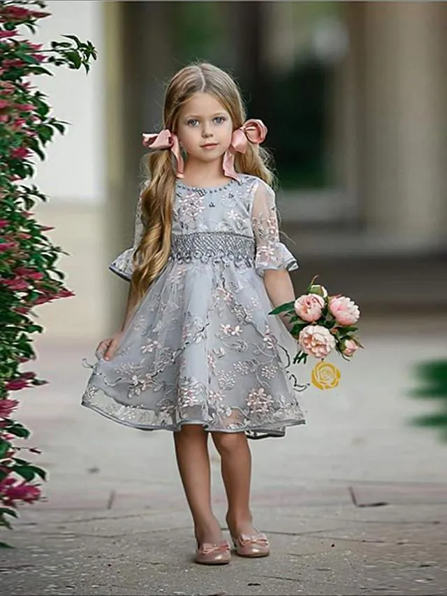 Dunnmall Kids Girls' Solid Colored Dress Light Blue / Cotton