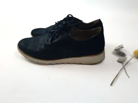 Easy Steps "Deed" metalic black leather lace up shoes size 38