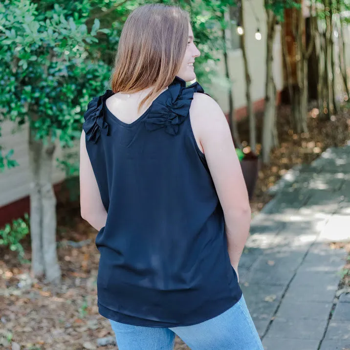 FINAL SALE Harmony Ruffle Shoulder Top In Curvy
