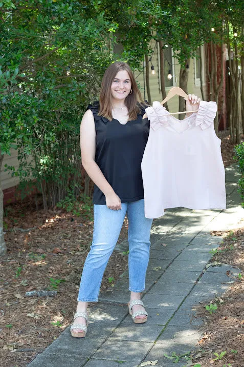FINAL SALE Harmony Ruffle Shoulder Top In Curvy