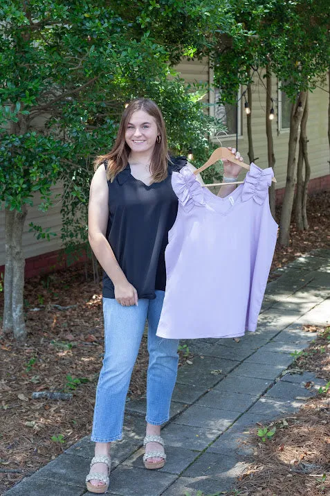FINAL SALE Harmony Ruffle Shoulder Top In Curvy