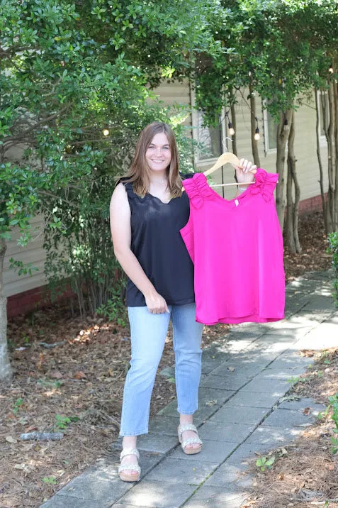 FINAL SALE Harmony Ruffle Shoulder Top In Curvy