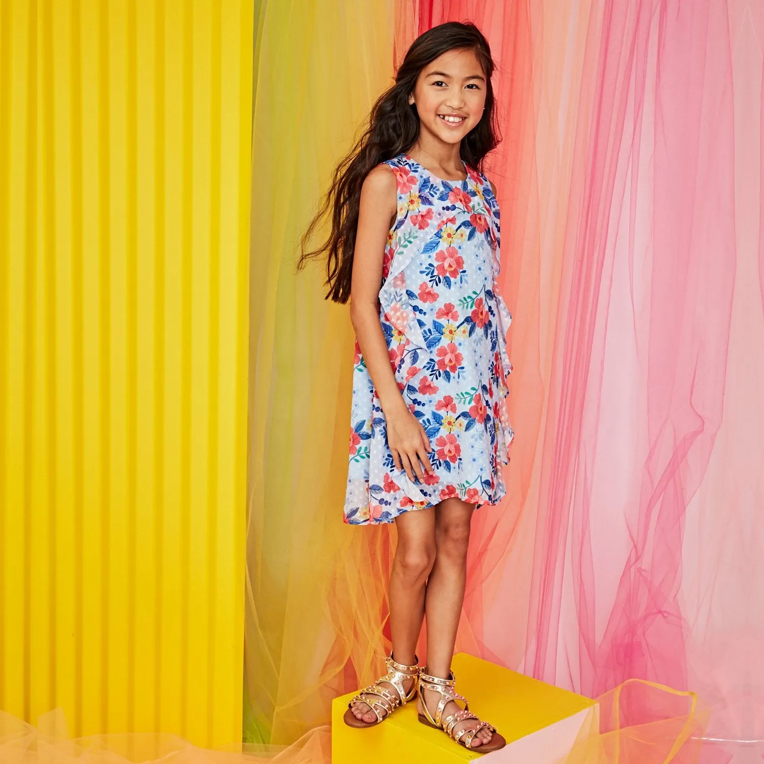 Floral A-Line Ruffle Dress