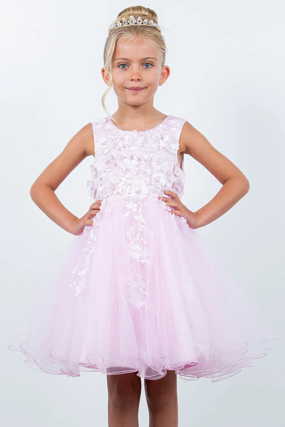 Floral Bodice Lace Girl Dress by Cinderella Couture USA AS9122