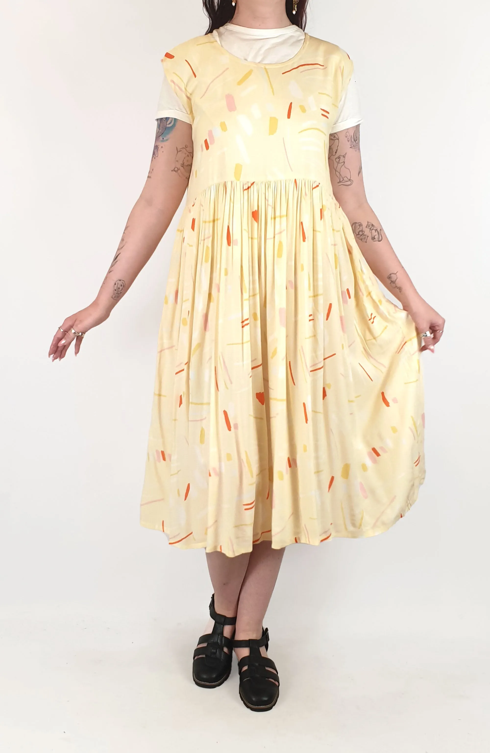 Frank and Dollys yellow print dress size 12