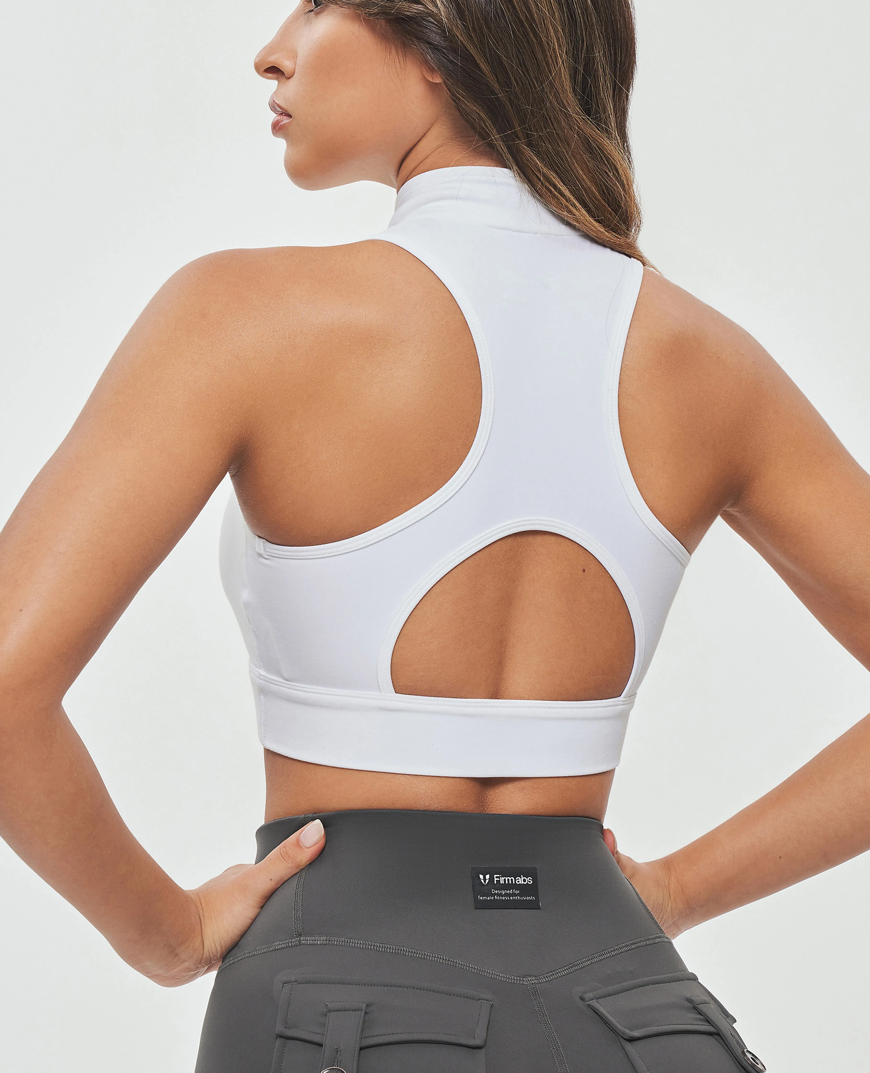 Full Zip Padded Tank - White