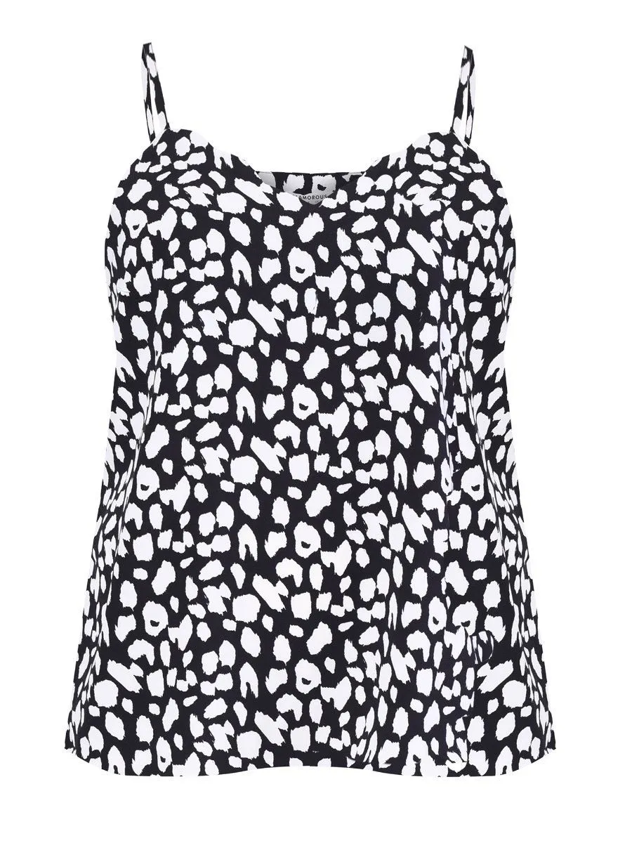 Glamorous Animal Print Cami Black Top