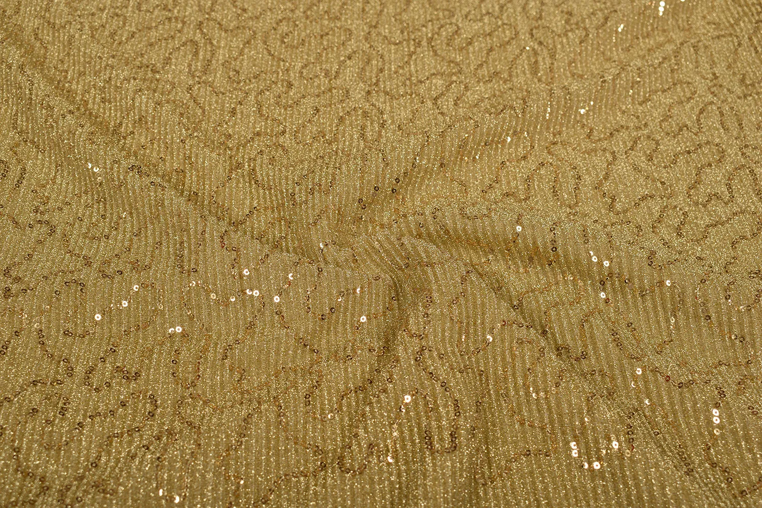 Golden Pleated Lurex Knit Fabric