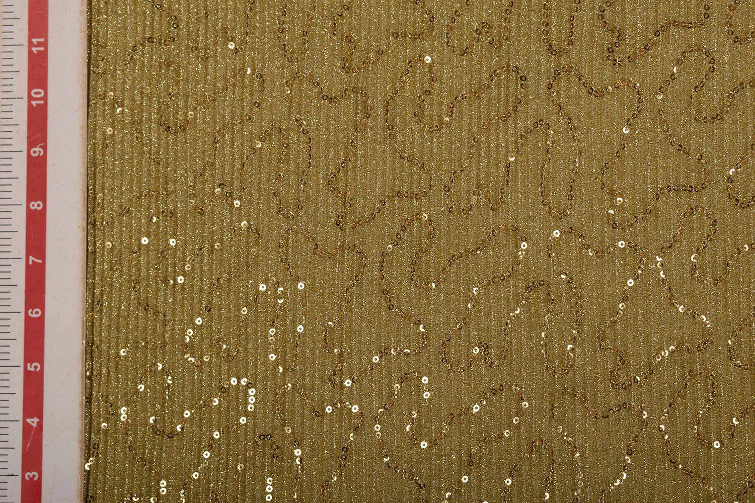 Golden Pleated Lurex Knit Fabric