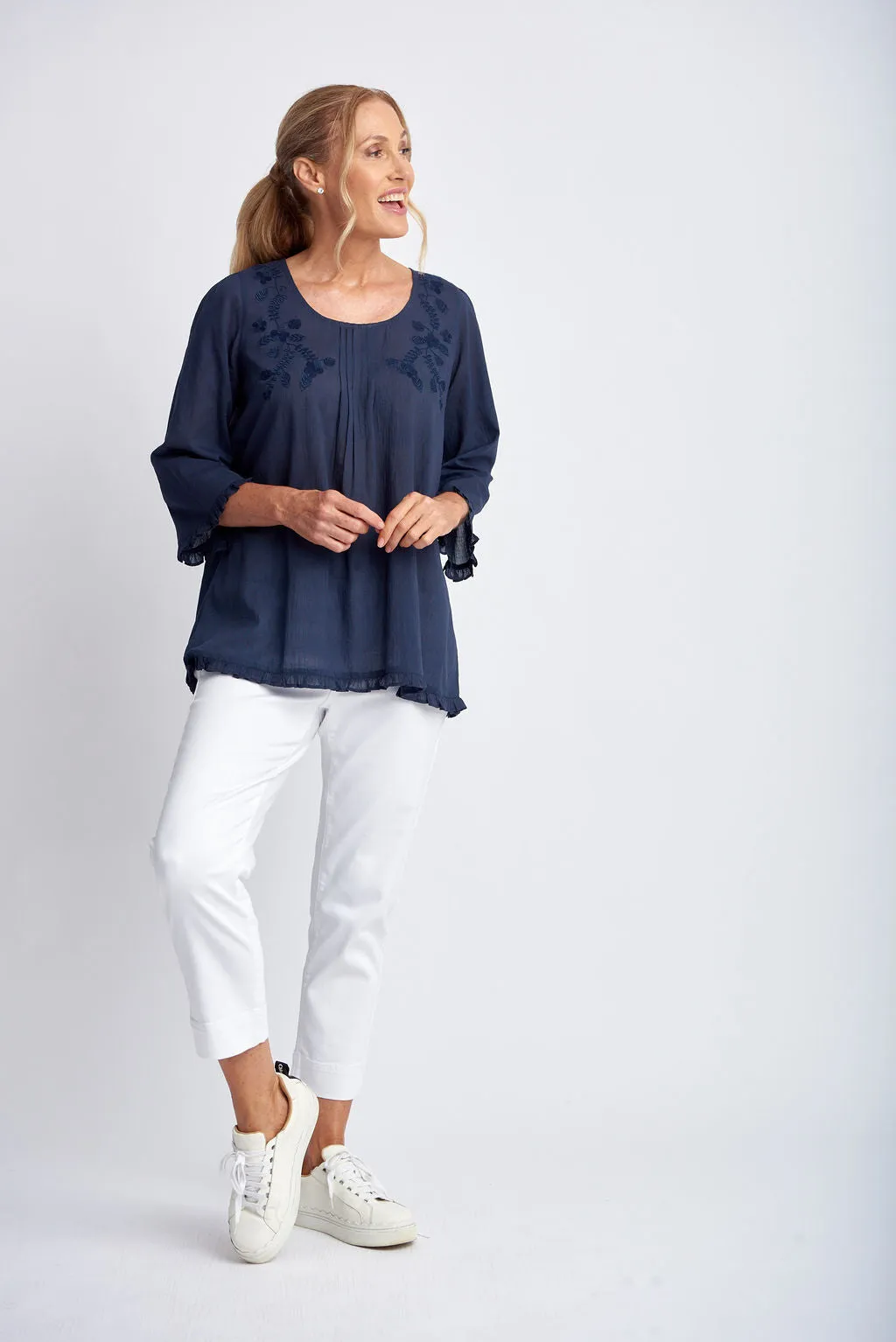 Goondiwindi Cotton - Trapeze Embroidered Shirt Navy | G4281