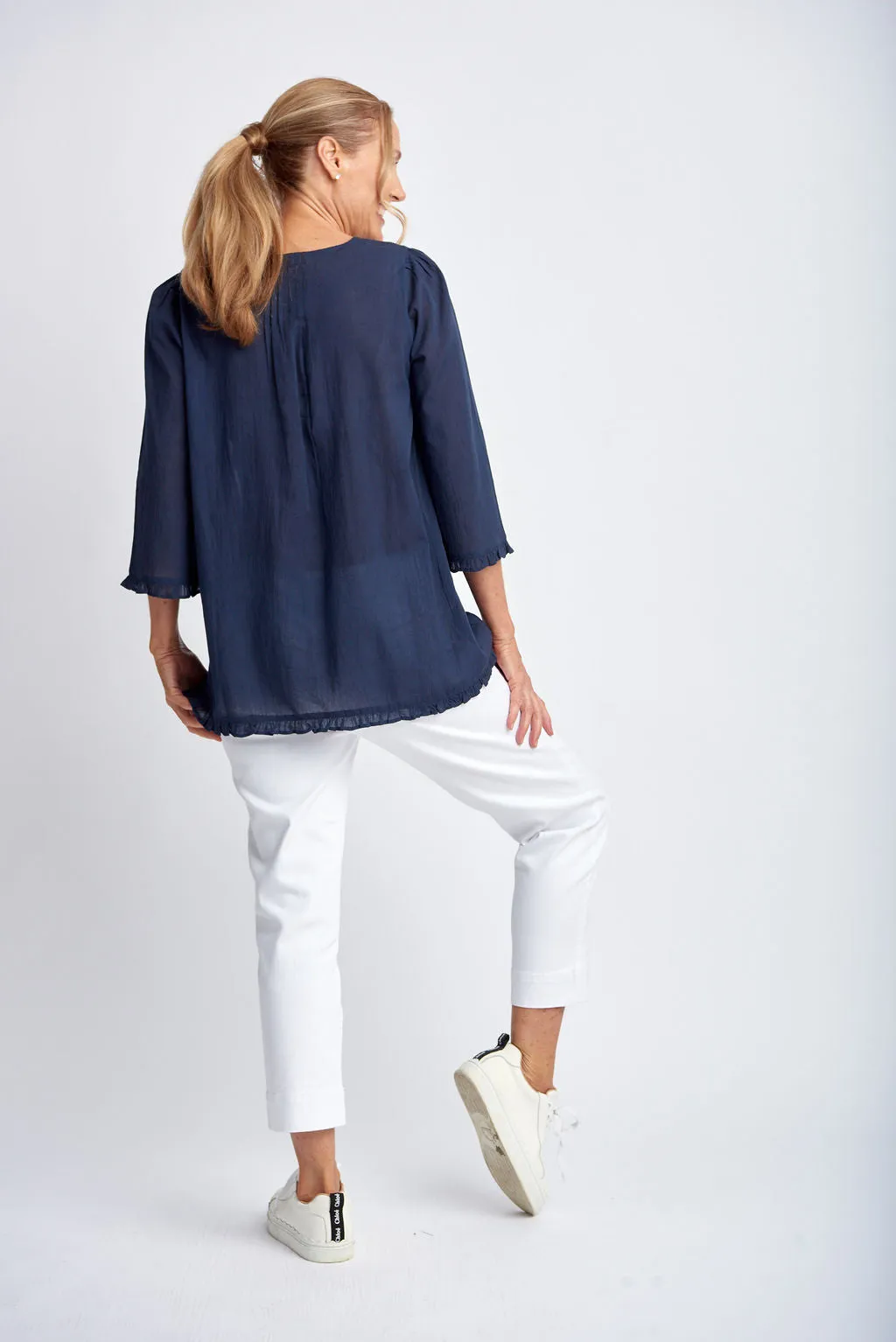 Goondiwindi Cotton - Trapeze Embroidered Shirt Navy | G4281