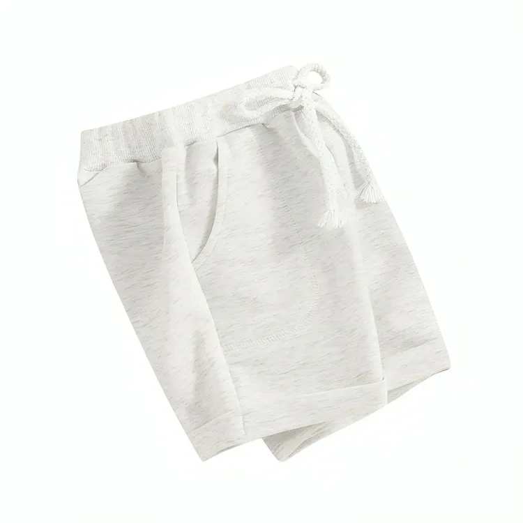 Grey Solid Color Elastic Baby Shorts