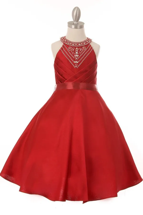 Halter Rhinestone Girl Party Dress by Cinderella Couture USA 5073