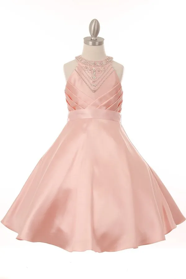 Halter Rhinestone Girl Party Dress by Cinderella Couture USA 5073