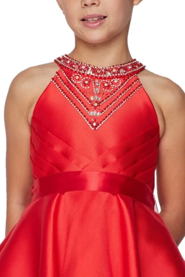 Halter Rhinestone Girl Party Dress by Cinderella Couture USA 5073