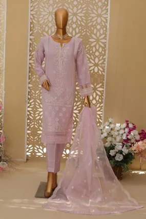Hz Stitched 3 Piece Emb Organza Collection'2023-HZK-24-Lilac