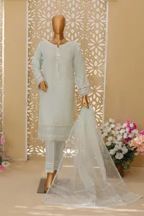 Hz Stitched 3 Piece Emb Organza Collection'2023-HZK-53-Sky Blue