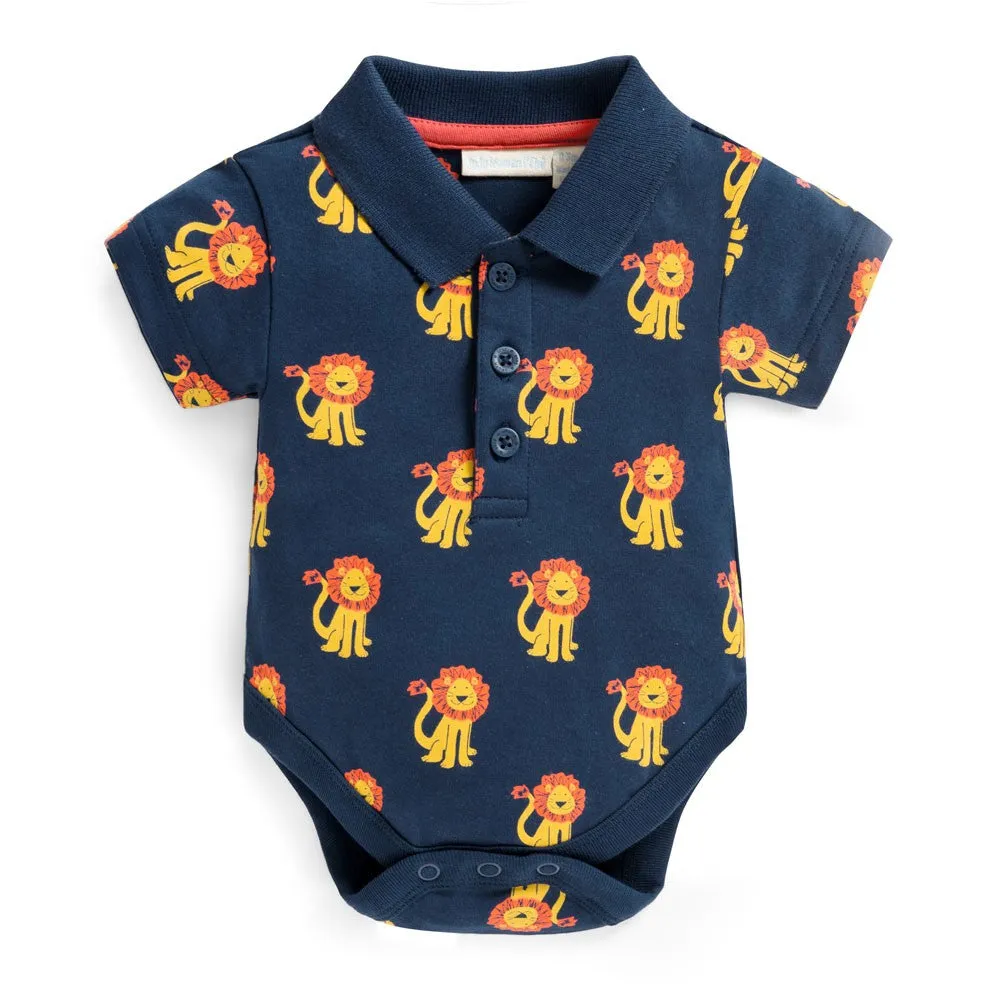 Jojo Maman Bebe Lion Print Poloshirt Baby Bodysuit