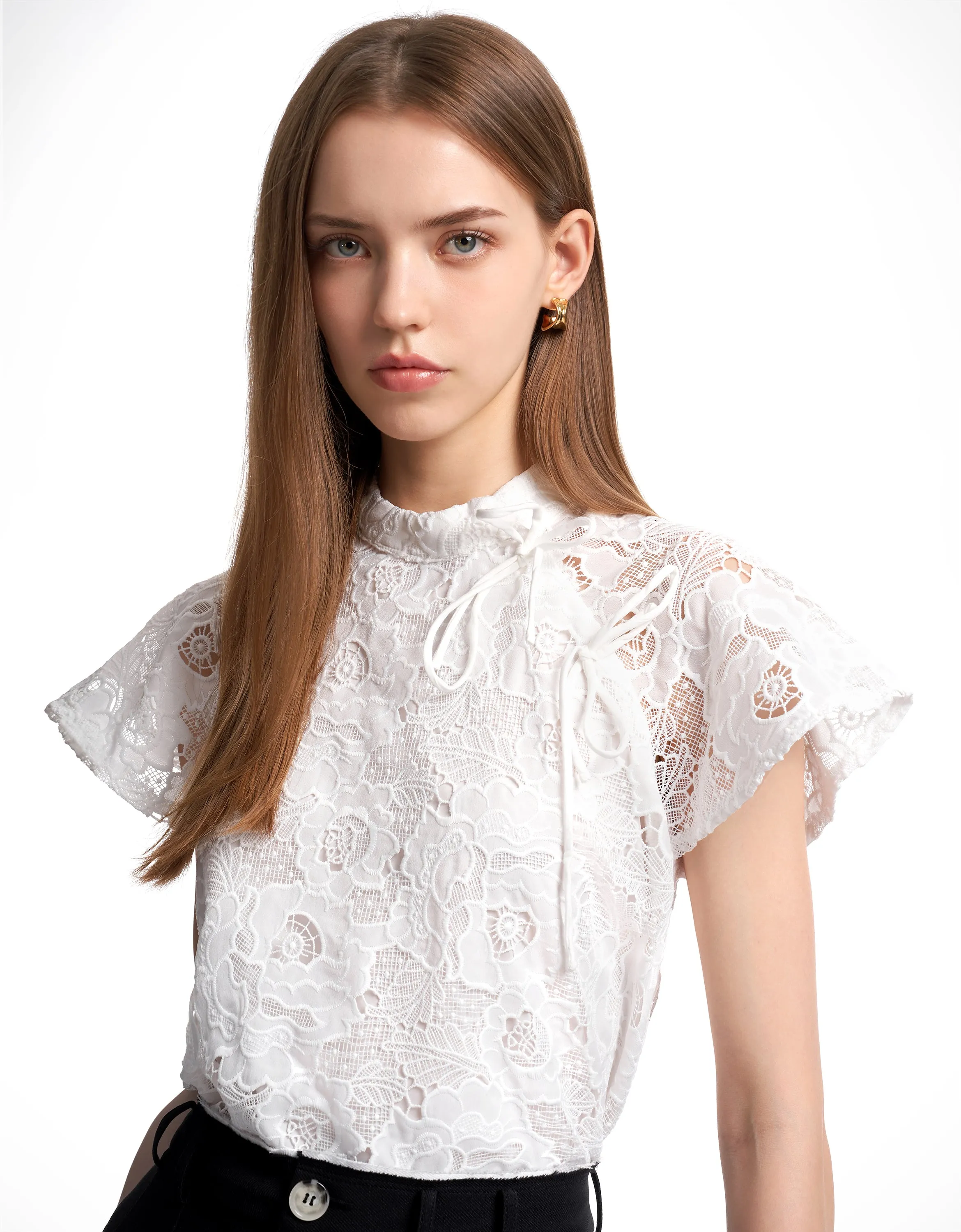 Loop Tie Lace Top