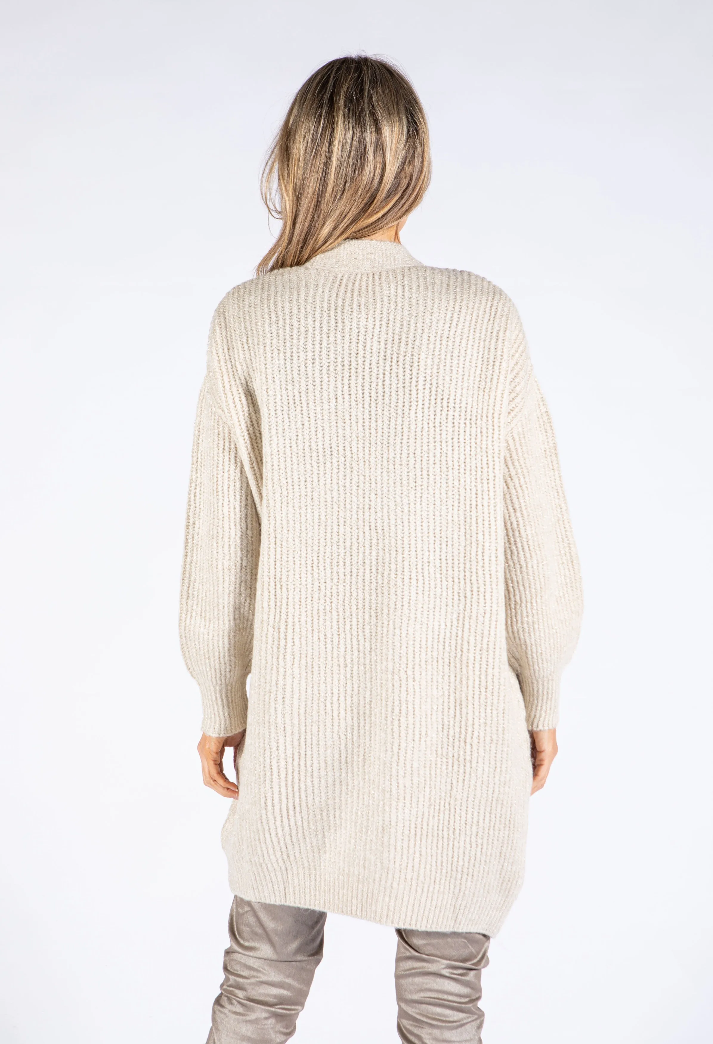 Lurex Knit Longline Cardigan