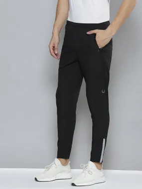 Men Black Solid Relaxed Fit Gym Track Pants