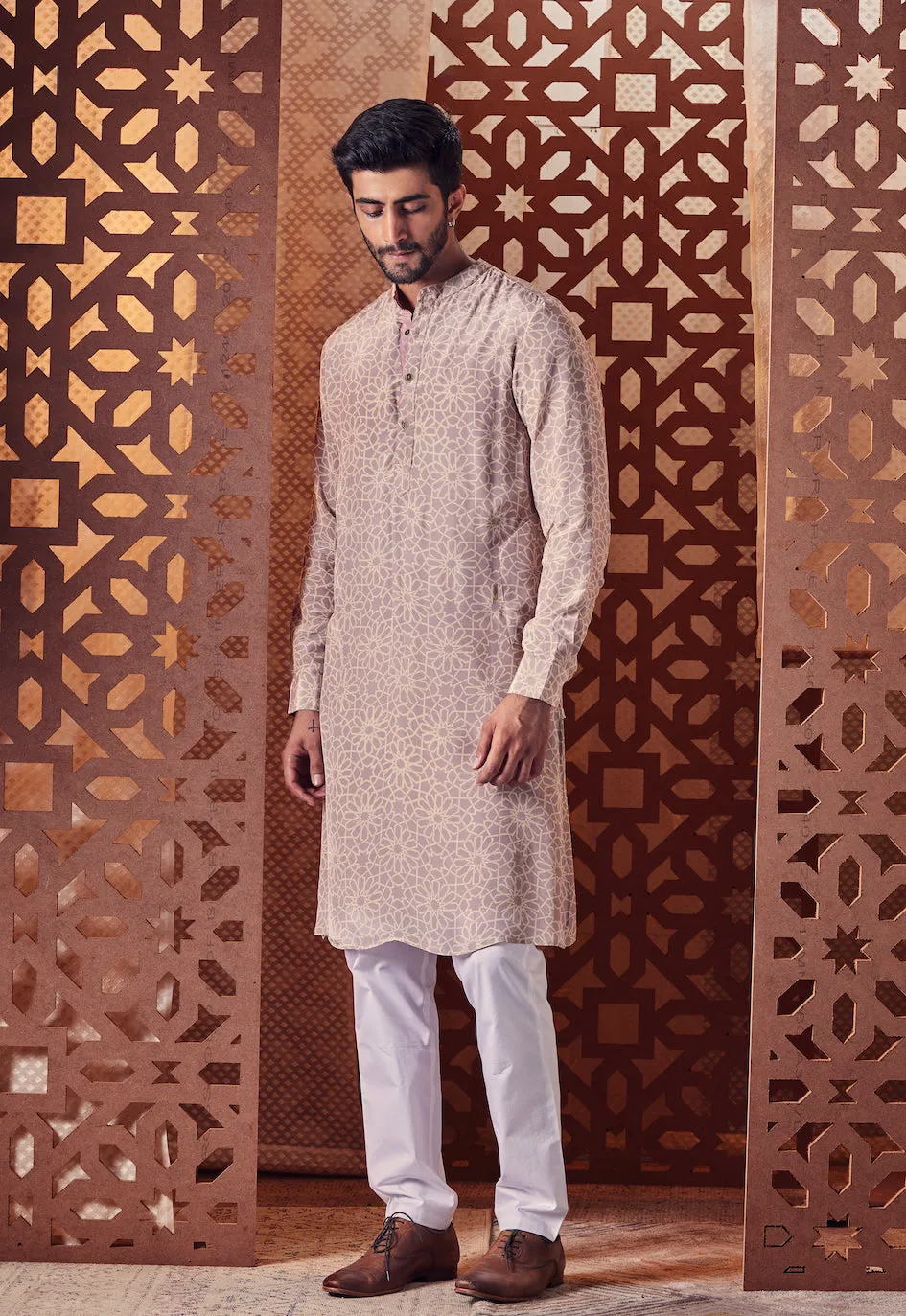 Men's Printed Kurta with Pant - Set of 2