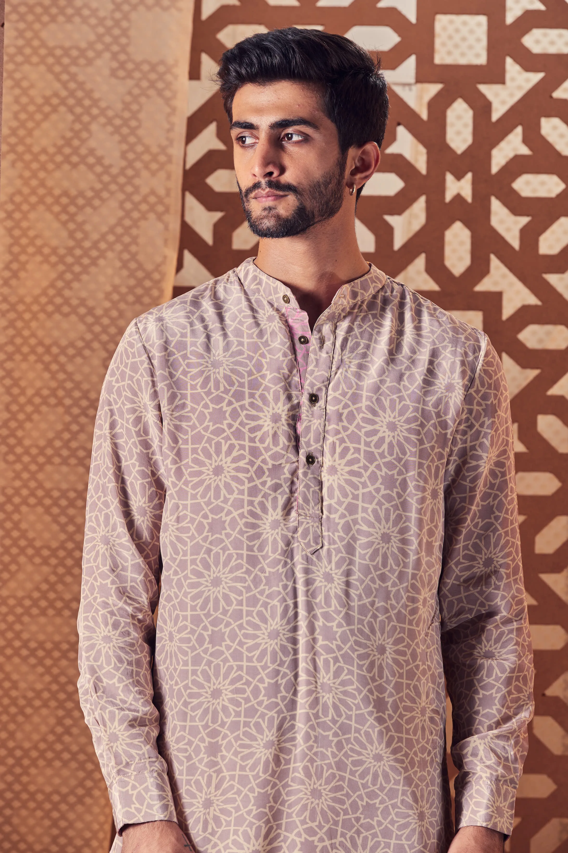 Men's Printed Kurta with Pant - Set of 2