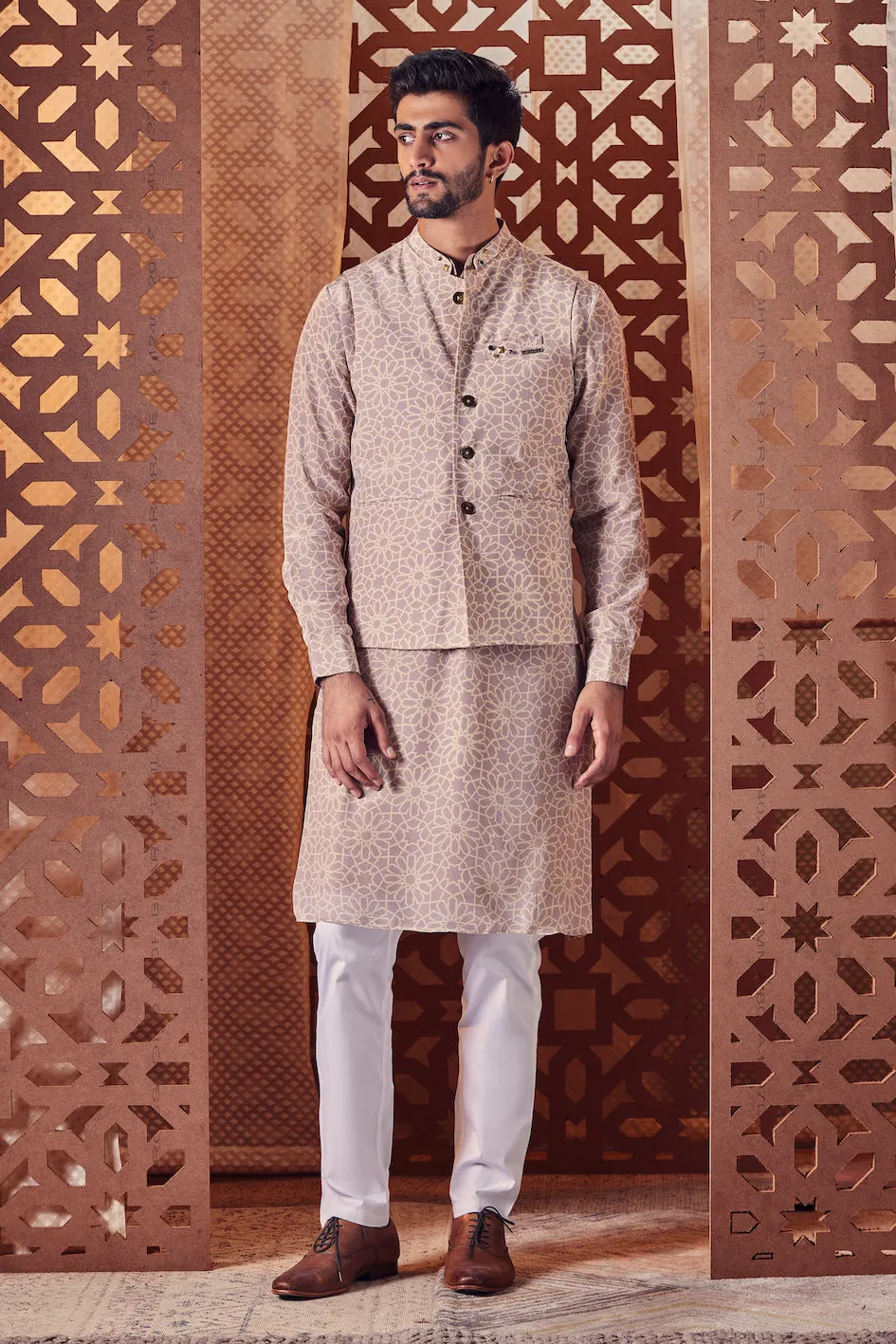 Men's Printed Kurta with Pant - Set of 2