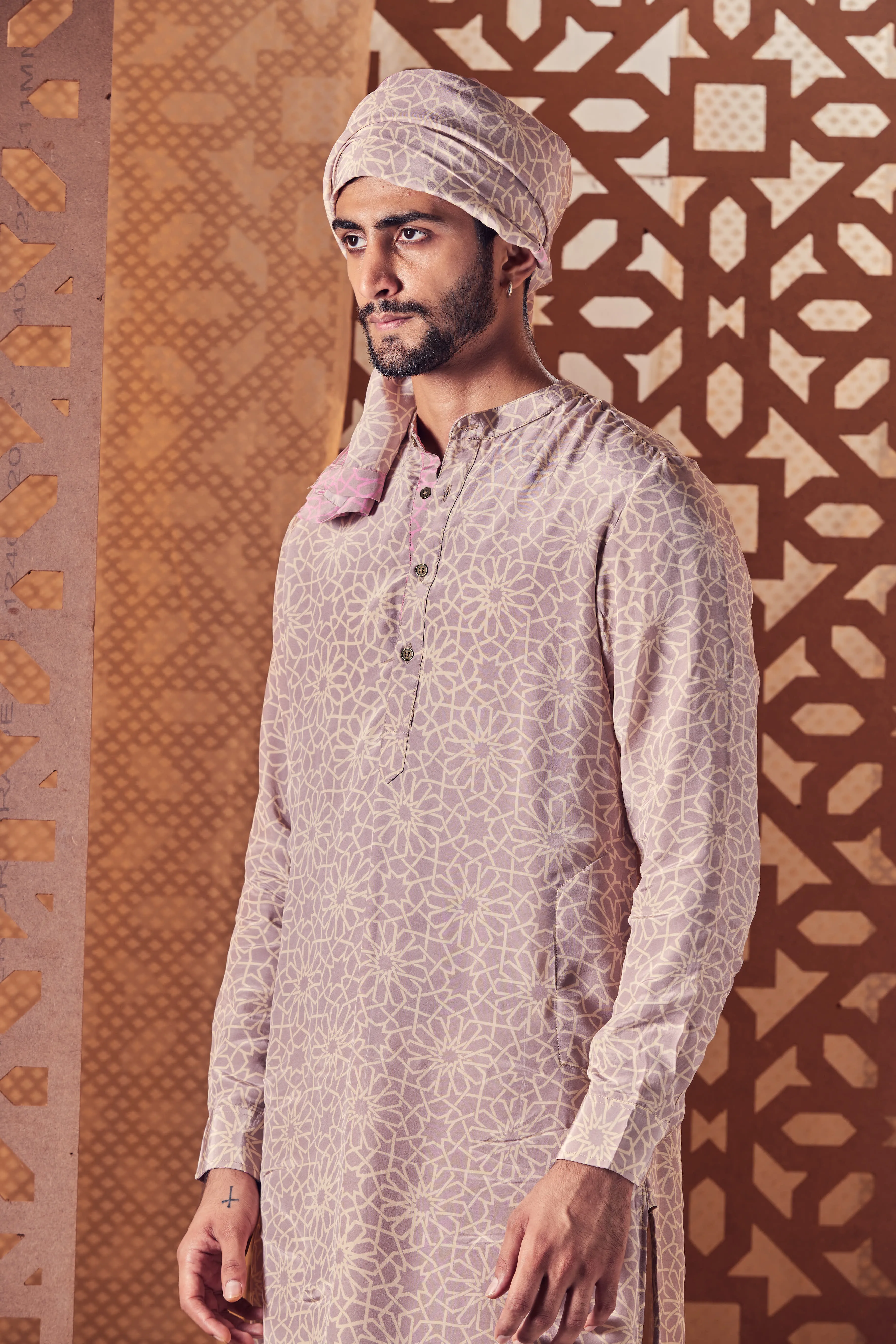 Men's Printed Kurta with Pant - Set of 2