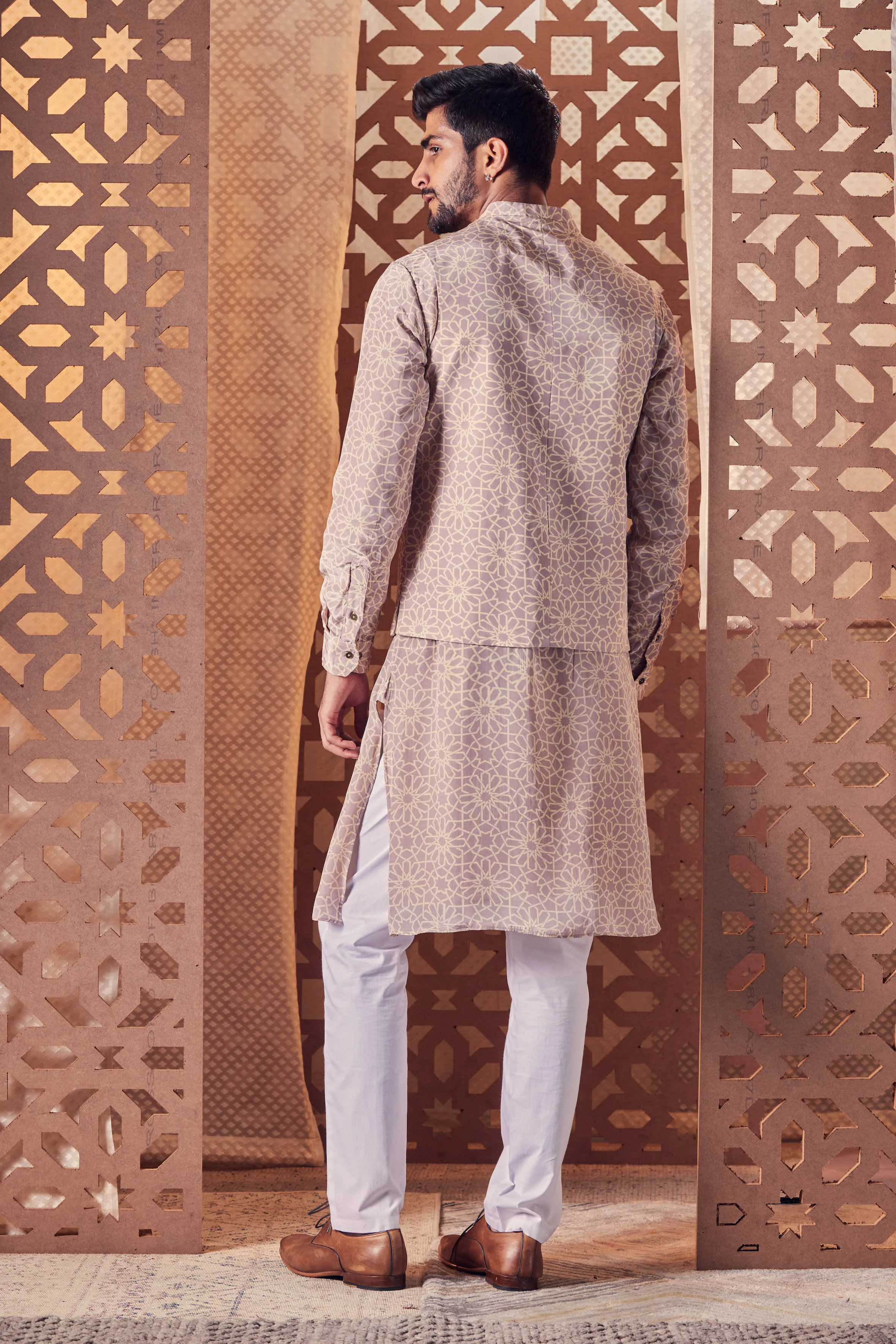 Men's Printed Kurta with Pant - Set of 2