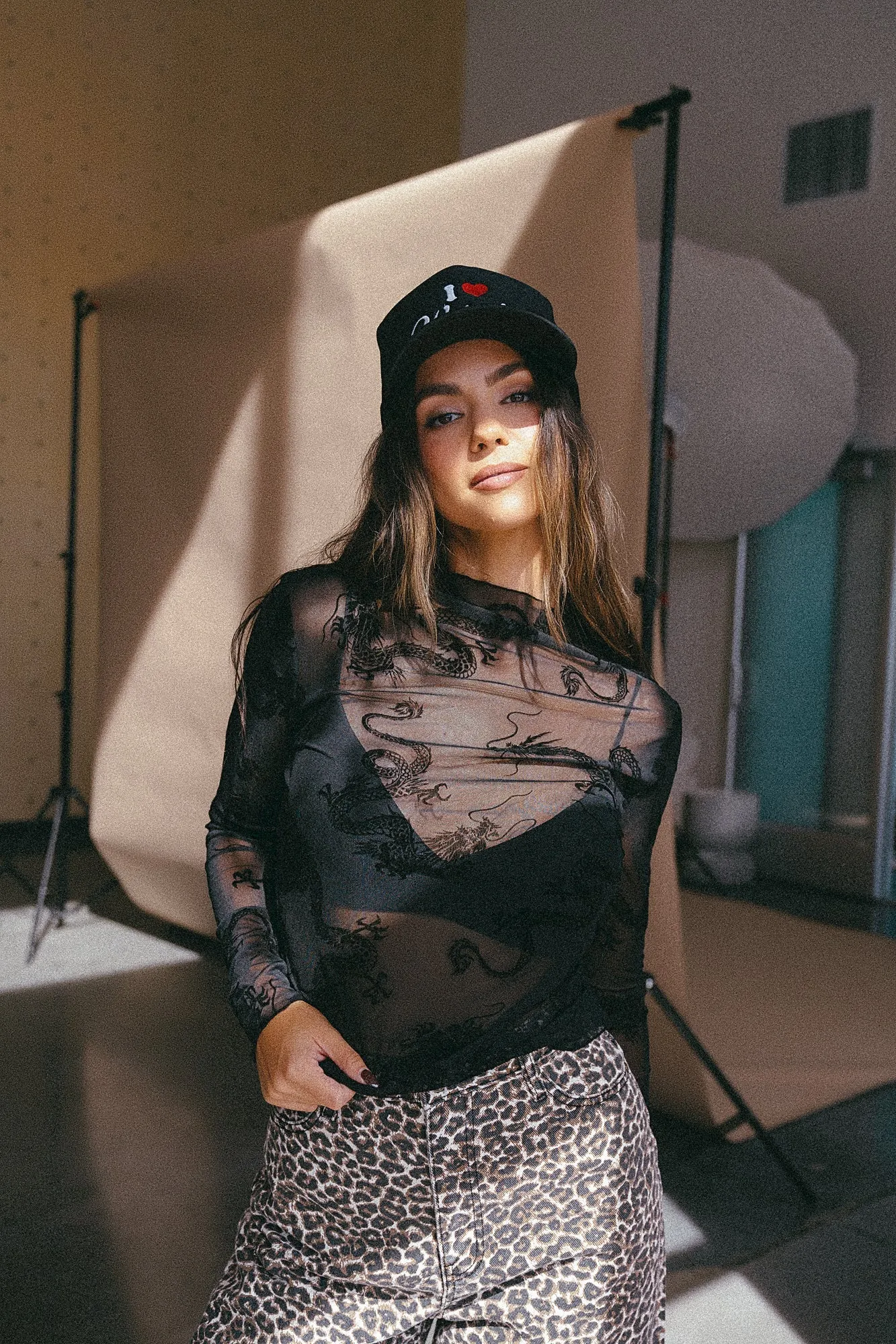 Mesh Burnout Dragon Top in Dangerous Woman *RESTOCKING SOON*