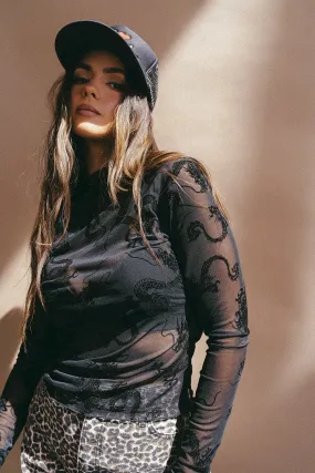 Mesh Burnout Dragon Top in Dangerous Woman *RESTOCKING SOON*