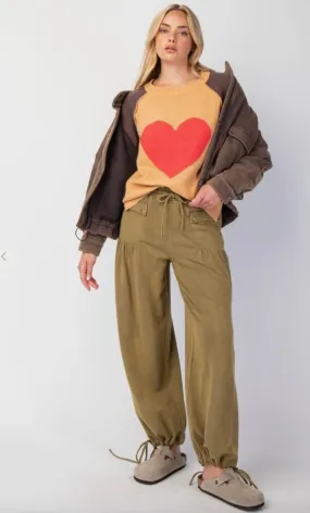 Mineral Washed Terry Knit Pants Joggers In Olive by Easel