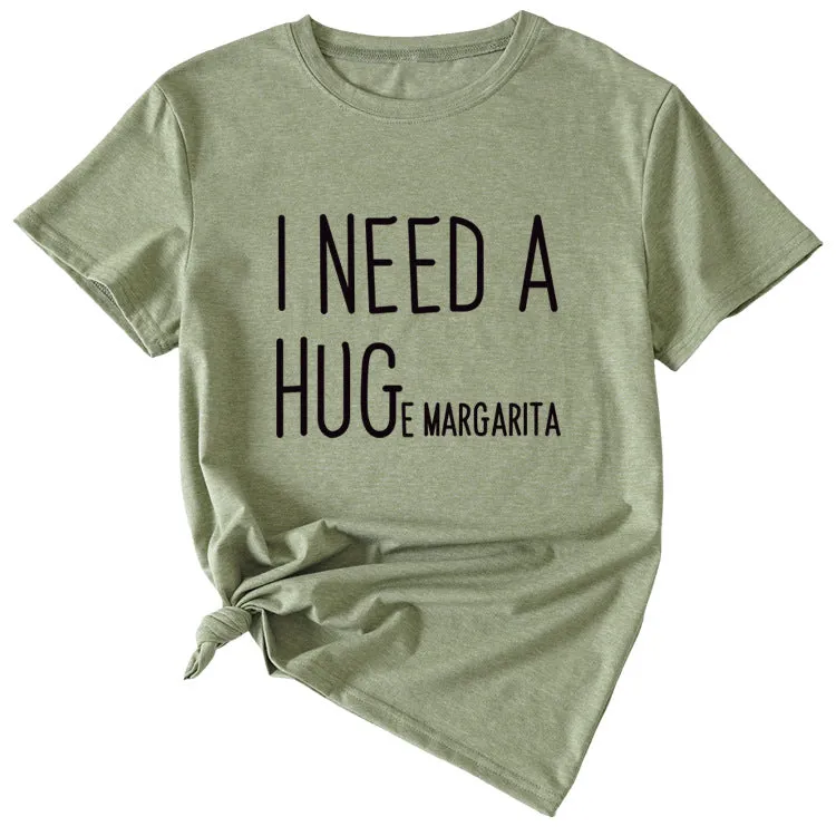 MINIMALIST LETTERING I NEED A HUG ROUND NECK SHORT SLEEVES T SHIRT
