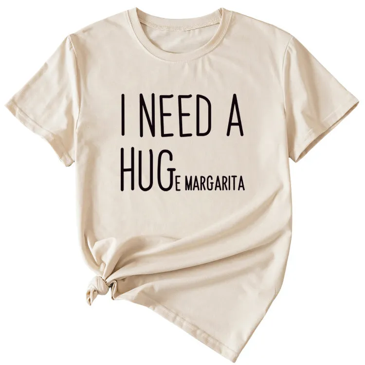 MINIMALIST LETTERING I NEED A HUG ROUND NECK SHORT SLEEVES T SHIRT