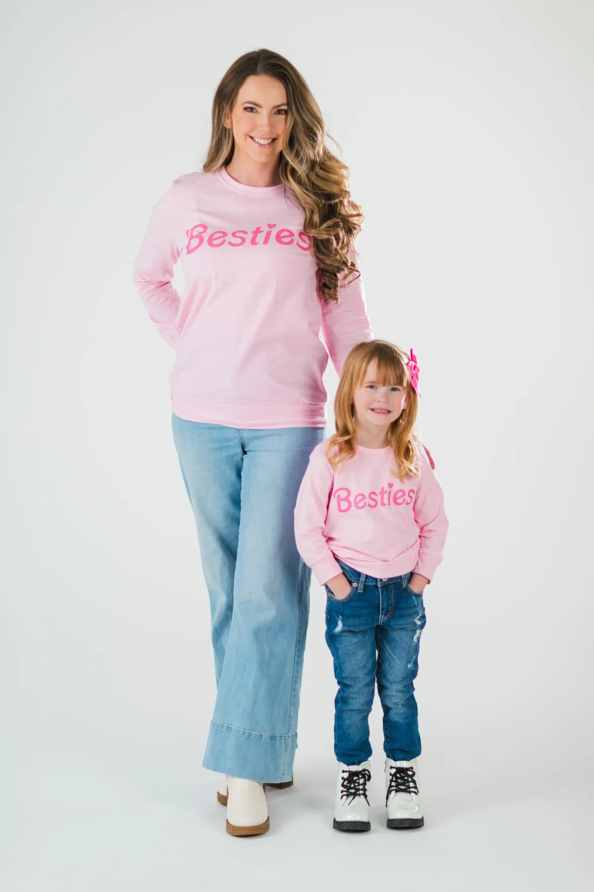 Mom & Me - "Besties" Pink Long Sleeve Top