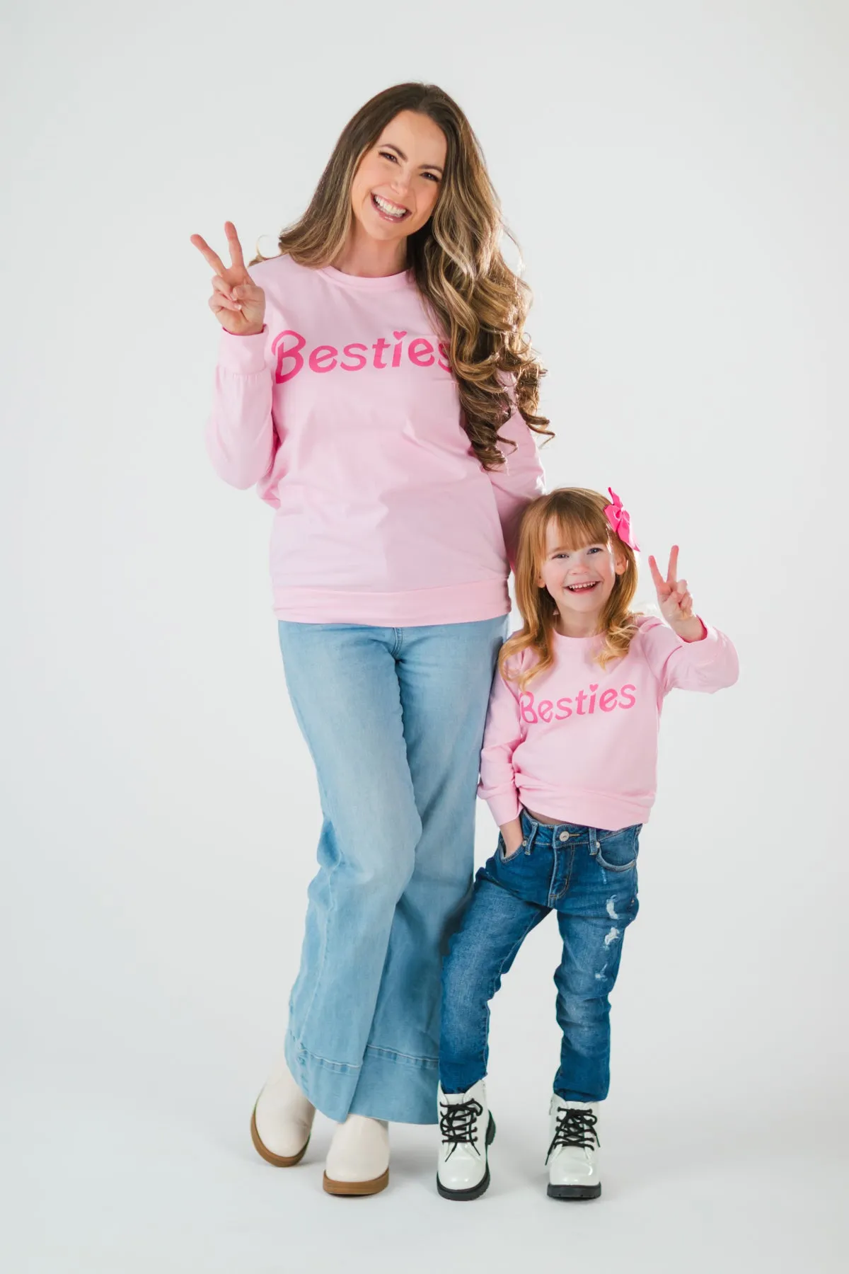 Mom & Me - "Besties" Pink Long Sleeve Top