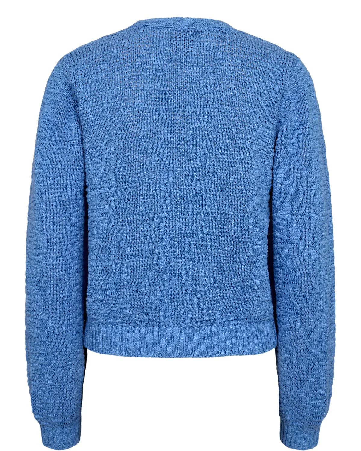 Numph Numirna Cropped Knitted Cardigan in Blue