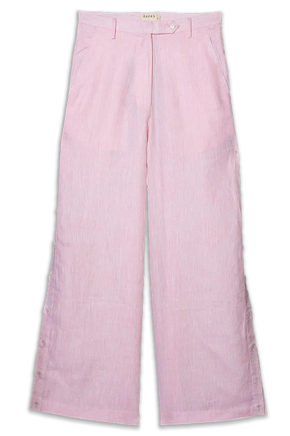 Petal Prism Pink Linen Pants